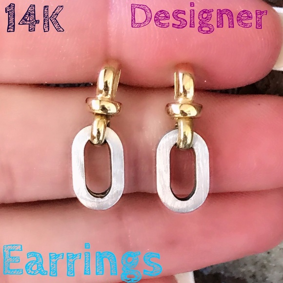 Fine Jewelry Jewelry - 💝14K Italian Designer Two Toned Drop Earrings